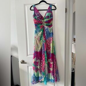 Pronovias Size 6 100% Silk Sleeveless Maxi Gown with Rhinestones